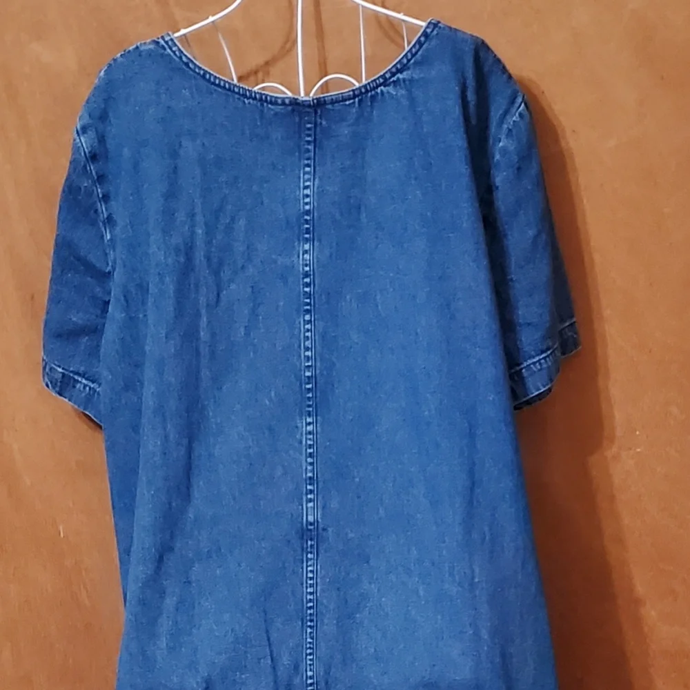 C.S.T. Sport 16W Blue Denim U-necked Pullover Dress w/ 2 Pockets - Picture 2 of 3